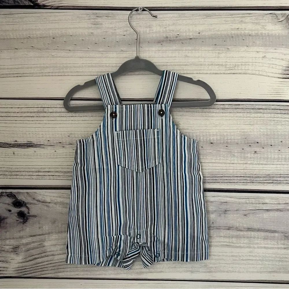 Oliver & Rain Newborn Baby Striped Overalls - Organic & Eco-Friendly